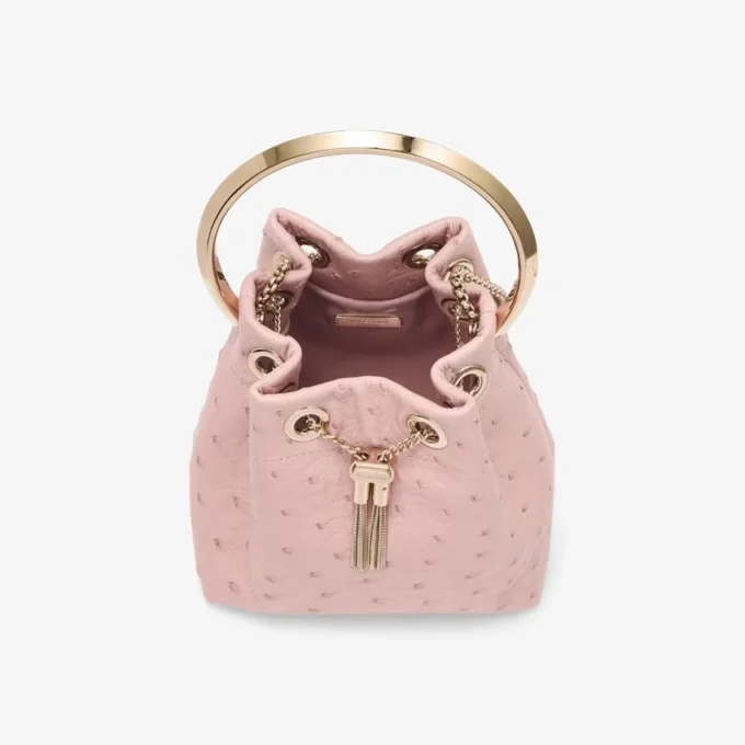 Bolso Bon Bon Rose de piel de avestruz Bolso Bon Bon Rose de piel de avestruz
