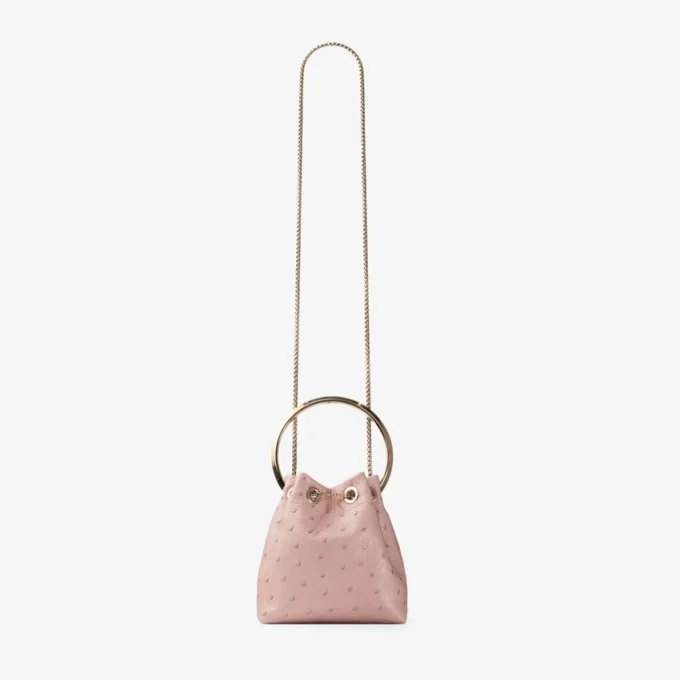 Bolso Bon Bon Rose de piel de avestruz Bolso Bon Bon Rose de piel de avestruz