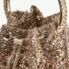 Bolso Bon Bon Tan de malla de cristal metalizada con asa de cristal Bolso Bon Bon Tan de malla de cristal metalizada con asa de cristal