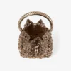 Bolso Bon Bon Tan de malla de cristal metalizada con asa de cristal Bolso Bon Bon Tan de malla de cristal metalizada con asa de cristal