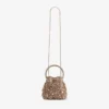 Bolso Bon Bon Tan de malla de cristal metalizada con asa de cristal Bolso Bon Bon Tan de malla de cristal metalizada con asa de cristal