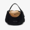 Bolso de hombro Bar Hobo grande de ante negro con ribetes de piel estampada de serpiente brillante Bolso de hombro Bar Hobo grande de ante negro con ribetes de piel estampada de serpiente brillante