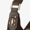 Bolso de hombro Bar Hobo M de ante color chocolate con ribetes de piel Bolso de hombro Bar Hobo M de ante color chocolate con ribetes de piel