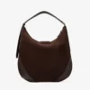 Bolso de hombro Bar Hobo M de ante color chocolate con ribetes de piel Bolso de hombro Bar Hobo M de ante color chocolate con ribetes de piel