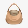 Bolso de hombro Bar Hobo M de ante color toffee con ribetes de cuero Biker