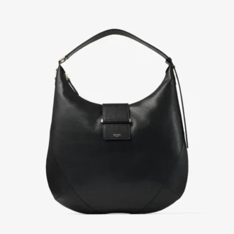 Bolso de hombro Bar Hobo mediano en piel Biker negra