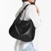 Bolso de hombro Bar Hobo mediano en piel Biker negra Bolso de hombro Bar Hobo mediano en piel Biker negra