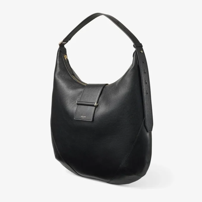 Bolso de hombro Bar Hobo mediano en piel Biker negra Bolso de hombro Bar Hobo mediano en piel Biker negra