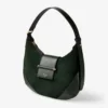 Bolso de hombro Bar Hobo pequeño de ante verde británico con ribetes de cuero Biker Bolso de hombro Bar Hobo pequeño de ante verde británico con ribetes de cuero Biker