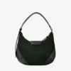 Bolso de hombro Bar Hobo pequeño de ante verde británico con ribetes de cuero Biker Bolso de hombro Bar Hobo pequeño de ante verde británico con ribetes de cuero Biker