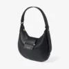 Bolso de hombro Bar Hobo pequeño de cuero Biker negro