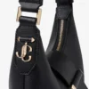 Bolso de hombro Bar Hobo pequeño de cuero Biker negro