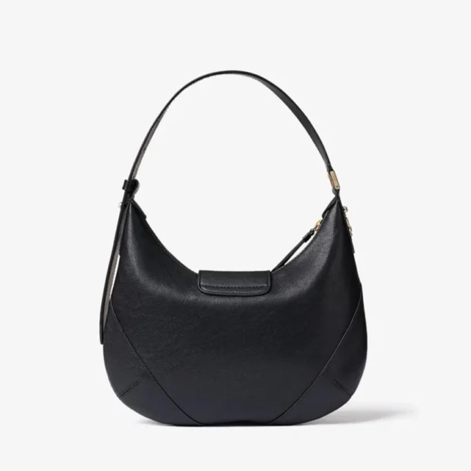 Bolso de hombro Bar Hobo pequeño de cuero Biker negro