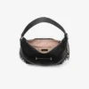 Bolso de hombro Bar Hobo pequeño de cuero Biker negro con tachuelas de perlas