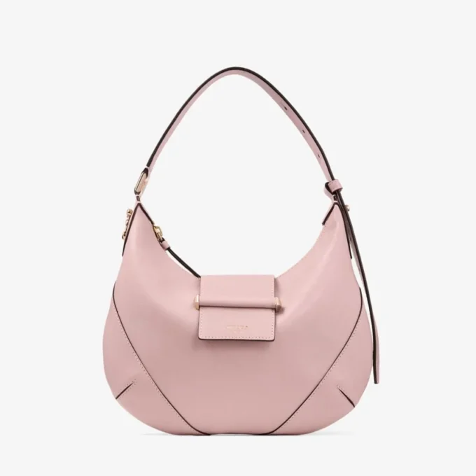 Bolso de hombro Bar Hobo pequeño de piel Biker rosa Bolso de hombro Bar Hobo pequeño de piel Biker rosa
