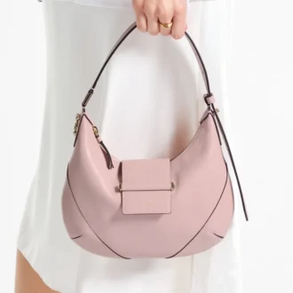 Bolso de hombro Bar Hobo pequeño de piel Biker rosa