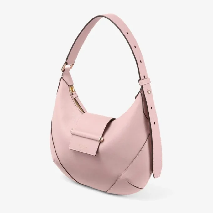 Bolso de hombro Bar Hobo pequeño de piel Biker rosa Bolso de hombro Bar Hobo pequeño de piel Biker rosa