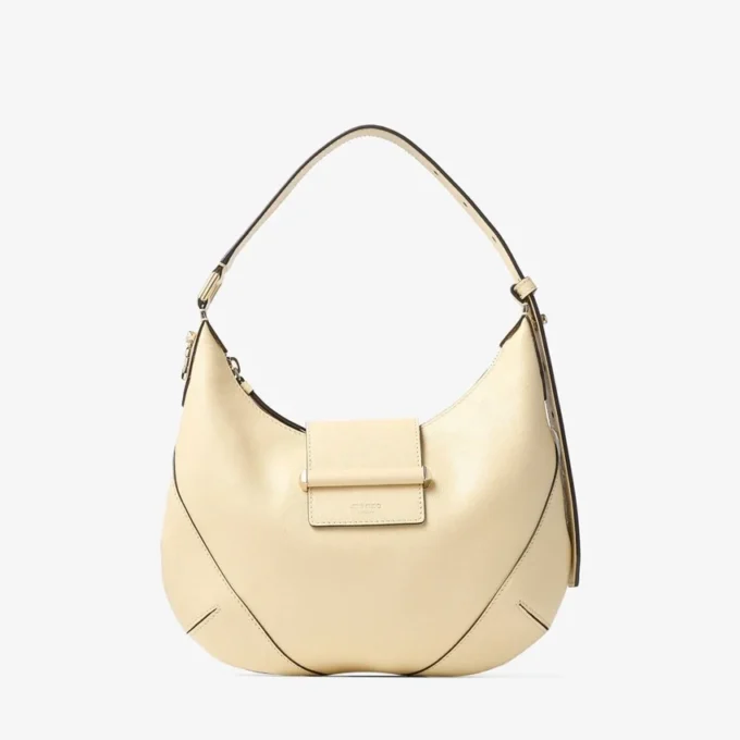 Bolso de hombro Bar Hobo Small Buttermilk de piel Biker