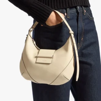 Bolso de hombro Bar Hobo Small Buttermilk de piel Biker