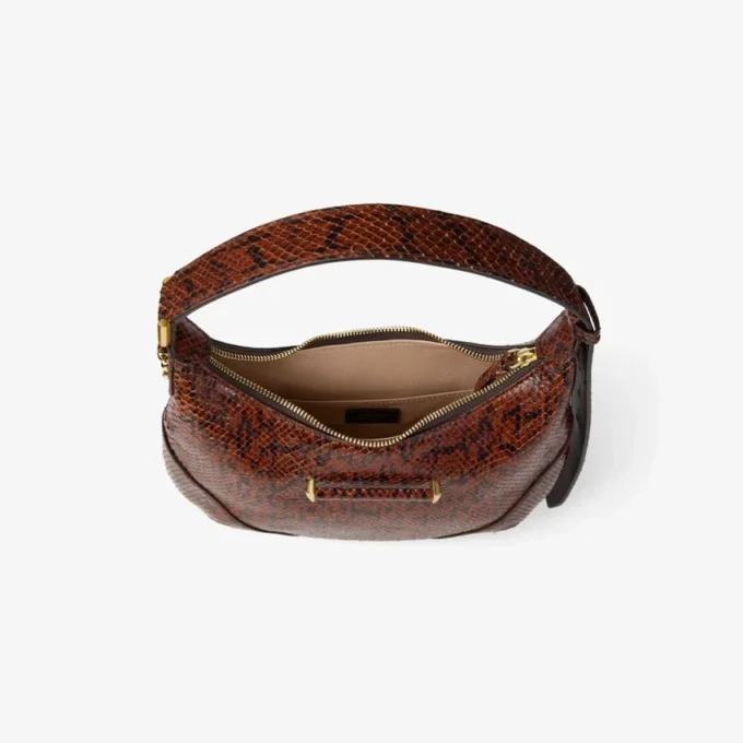 Bolso de hombro Bar Hobo Small Cognac Kigali con estampado de serpiente Bolso de hombro Bar Hobo Small Cognac Kigali con estampado de serpiente