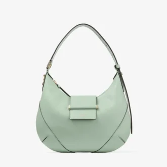 Bolso de hombro Bar Hobo Small Verde Biker de piel