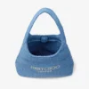 Bolso de hombro Beach Diamond Hobo grande en rafia azul océano y crudo