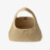 Bolso de hombro Beach Diamond Hobo grande en rafia metalizada dorada y capuchino oscuro