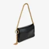 Bolso de hombro Callie con solapa de piel Biker brillante en negro