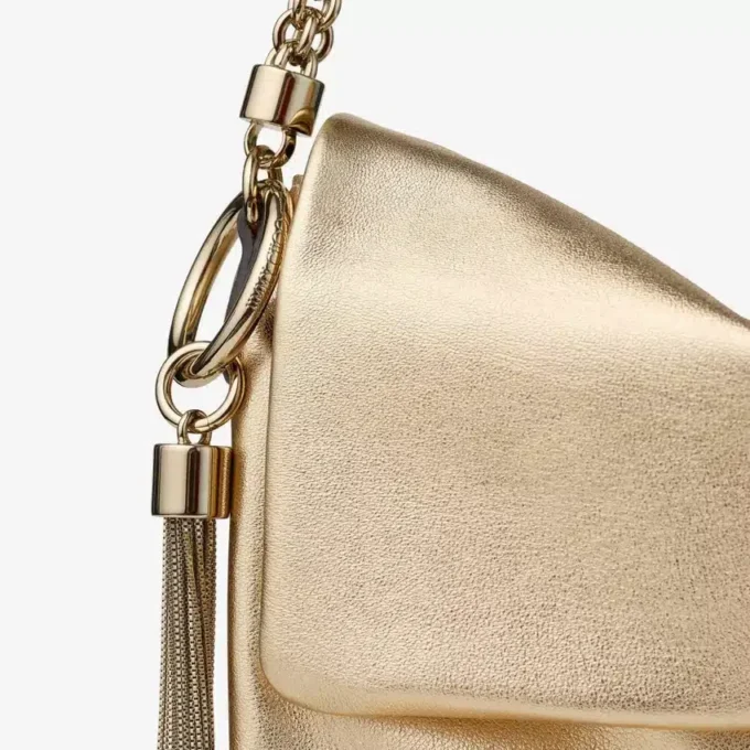 Bolso de hombro Callie con solapa de piel metalizada dorada Bolso de hombro Callie con solapa de piel metalizada dorada
