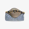 Bolso de hombro Callie Maxi de rafia a cuadros marinos con correa desmontable de piel napa trenzada