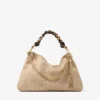 Bolso de hombro Callie Maxi de rafia natural y color café con correa desmontable de piel napa trenzada Bolso de hombro Callie Maxi de rafia natural y color café con correa desmontable de piel napa trenzada