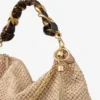 Bolso de hombro Callie Maxi de rafia natural y color café con correa desmontable de piel napa trenzada Bolso de hombro Callie Maxi de rafia natural y color café con correa desmontable de piel napa trenzada