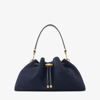 Bolso de hombro Cinch mediano de ante azul marino