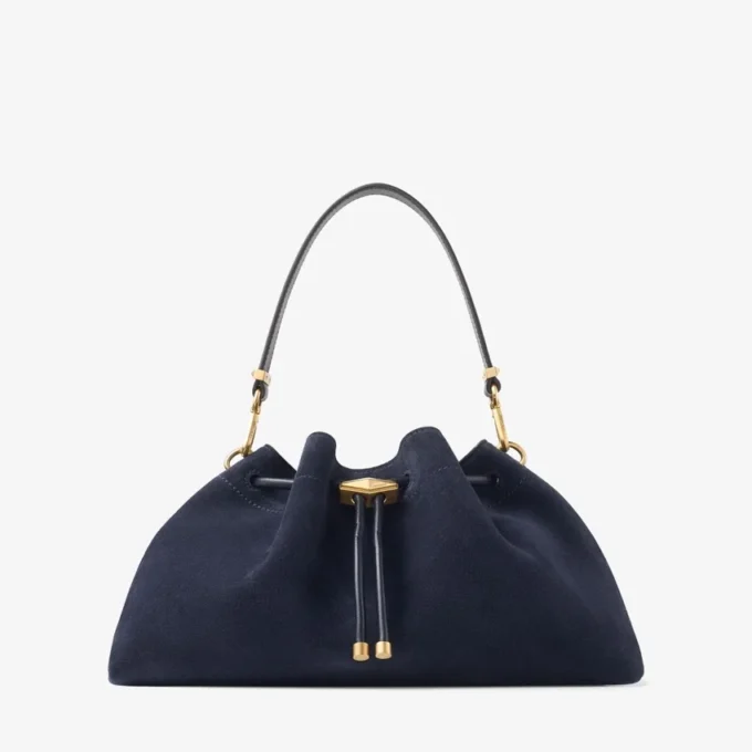 Bolso de hombro Cinch mediano de ante azul marino Bolso de hombro Cinch mediano de ante azul marino