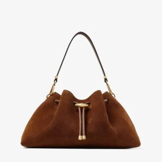 Bolso de hombro Cinch mediano de ante marrón claro