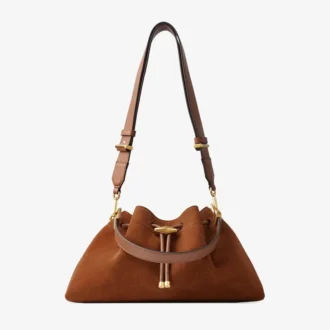 Bolso de hombro Cinch mediano de ante marrón claro