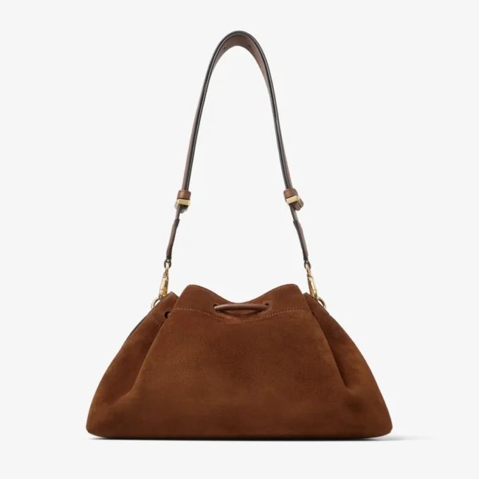 Bolso de hombro Cinch mediano de ante marrón claro Bolso de hombro Cinch mediano de ante marrón claro