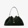 Bolso de hombro Cinch mediano de ante verde británico