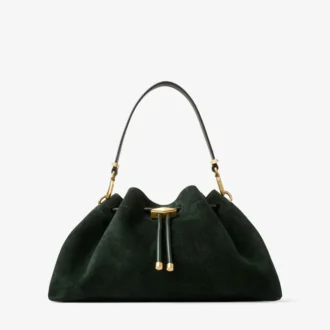Bolso de hombro Cinch mediano de ante verde británico