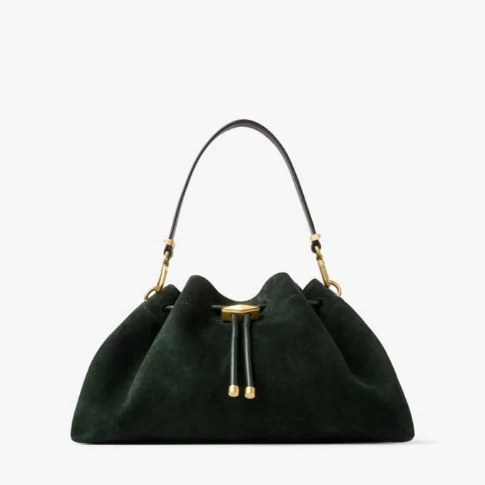 Bolso de hombro Cinch mediano de ante verde británico