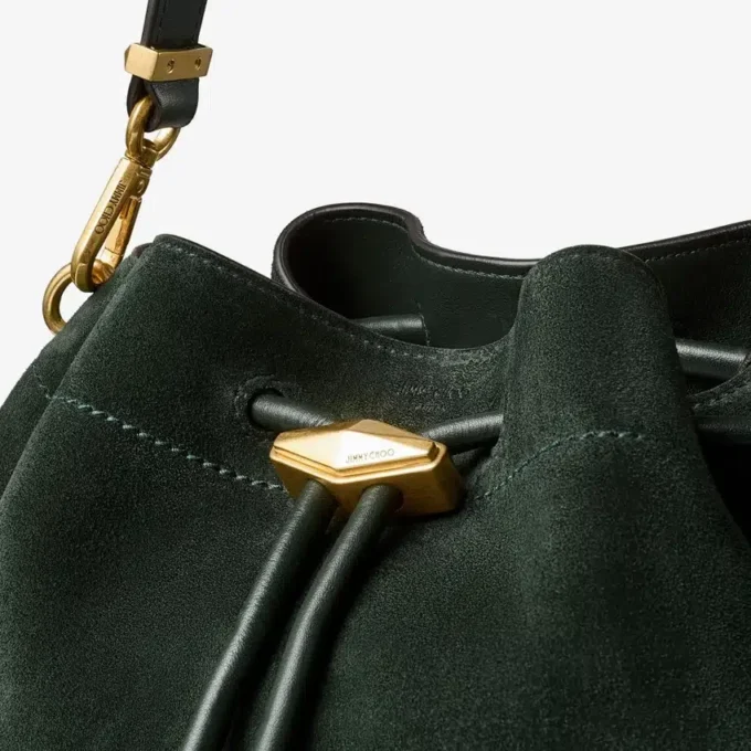 Bolso de hombro Cinch mediano de ante verde británico