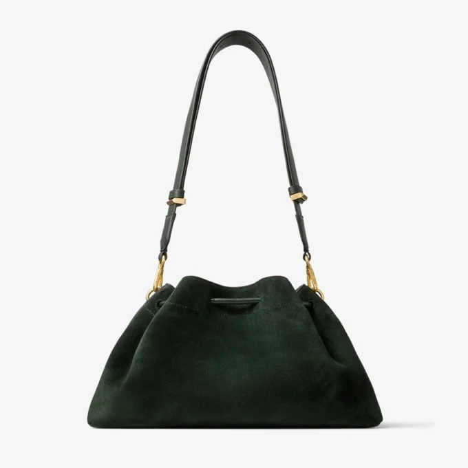 Bolso de hombro Cinch mediano de ante verde británico
