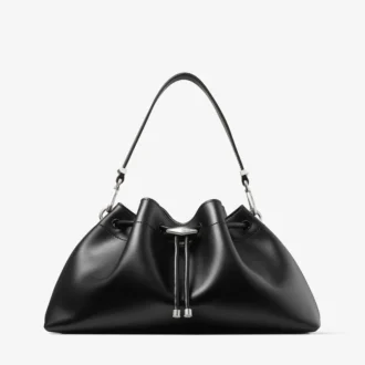 Bolso de hombro Cinch mediano de piel negra