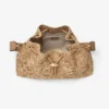 Bolso de hombro Cinch mediano de rafia tejida con motivos florales naturales