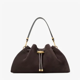 Bolso de hombro Cinch mediano en ante color café
