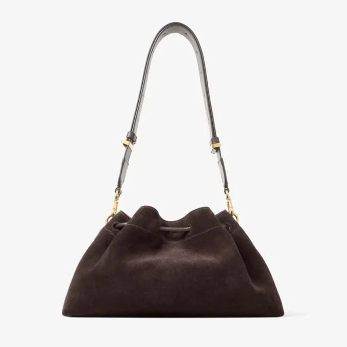 Bolso de hombro Cinch mediano en ante color café Bolso de hombro Cinch mediano en ante color café