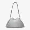 Bolso de hombro Cinch mediano en denim de ante color paloma y piel de becerro lisa
