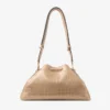 Bolso de hombro Cinch mediano en piel con relieve de cocodrilo brillante