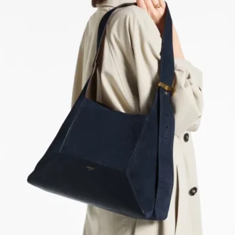 Bolso de hombro Diamond Hobo mediano de ante azul marino