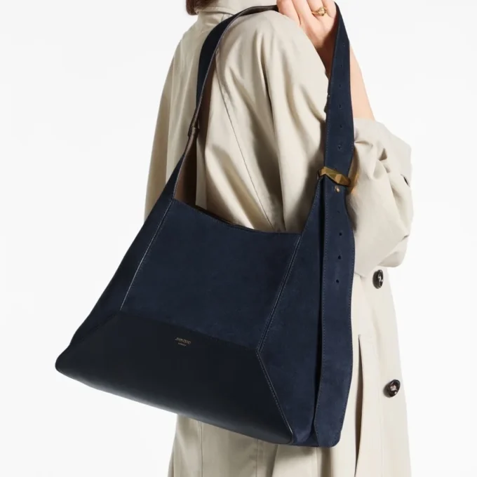 Bolso de hombro Diamond Hobo mediano de ante azul marino Bolso de hombro Diamond Hobo mediano de ante azul marino